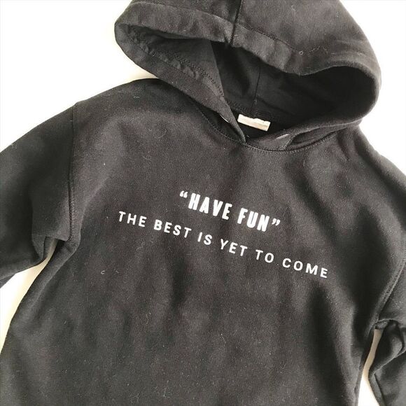 Zara black “HAVE FUN” hooded sweatshirt EUC 6Y - Picture 2 of 4
